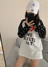 設計感愛(ài)心波點(diǎn)插肩長(cháng)袖T恤女秋季韓系chic小眾寬松早秋單穿上衣 白色 L 曬單實(shí)拍圖