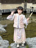 安妮優(yōu)兒（Anneyol）漢服女童秋冬季2025新款兒童中國風(fēng)唐裝古風(fēng)女孩冬裝加厚套裝裙子 粉色套裝【上衣+裙子】 120 曬單實(shí)拍圖