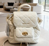 CHARLES&KEITH菱格大容量柔軟多用背包書(shū)包雙肩包包女包生日禮物CK2-60151400 Cream奶白色 S 曬單實(shí)拍圖