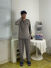 葉盼（yepan）【柔軟】睡衣男士莫代爾棉綢長(cháng)袖春秋季2025年新款薄款家居服套裝 YP3304-灰藍 XL (175) ：建議140-160斤穿著(zhù) 曬單實(shí)拍圖