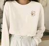真維斯（JEANSWEST）白色長(cháng)袖t恤女2025新款春秋季女士純棉打底衫早秋小熊內搭上衣 曬單實(shí)拍圖