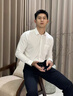 杉杉（FIRS）長(cháng)袖休閑襯衫男士春秋款翻領(lǐng)商務(wù)寬松純色潮流襯衣 藍色 XL 曬單實(shí)拍圖