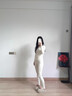 婷美保暖內衣女士美體修身顯瘦秋衣秋褲打底衫內搭無(wú)痕套裝秋冬季 白M 曬單實(shí)拍圖