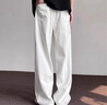 IZEXX純棉牛仔褲男春季高級感闊腿長(cháng)褲休閑百搭直筒褲子IZ58白色M 曬單實(shí)拍圖