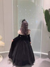 DOMIAMIAKIDS法式兒童禮服裙絲絨長(cháng)袖款小女孩生日公主裙主持人鋼琴演出服 酒紅色禮服【贈襯裙】 140 cm 曬單實(shí)拍圖