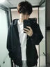 HXHK開(kāi)衫衛衣男士春秋款2025新款秋季夾克男生連帽休閑上衣服外套 黑色 2XL 曬單實(shí)拍圖