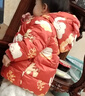 戴維貝拉（DAVE＆BELLA）冬款漢服女童兒童羽絨服男童唐裝嬰兒冬季寶寶冬裝國風(fēng)女孩拜年服 紅底印花【現貨】 90 cm（建議身高80-90cm） 曬單實(shí)拍圖