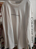 CALVIN KLEIN JEANS重磅純棉CK長(cháng)袖T恤男女新款字母印花上衣寬松百搭學(xué)生打底長(cháng)袖T恤 白色ck長(cháng)袖 S 曬單實(shí)拍圖
