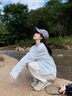 翊尚美針織衫女秋季新款2025年小個(gè)子寬松開(kāi)衫外套慵懶風(fēng)軟糯長(cháng)袖上衣 天空藍 【升級抗起球面料】 均碼 【推薦80-140斤】 曬單實(shí)拍圖