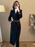 俞兆林法式赫本風(fēng)氣質(zhì)黑色長(cháng)袖襯衫連衣裙女秋冬大碼胖mm收腰顯瘦長(cháng)裙子 黑色（知性風(fēng)） XL 【建議體重120-140斤】 曬單實(shí)拍圖