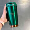 星巴克杯子墨綠水杯新款墨綠金邊不銹鋼保溫杯隨行杯咖啡杯 473ml墨綠色金邊不銹鋼保溫杯 曬單實(shí)拍圖