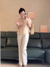 婧麒孕婦褲子春夏2025新款外穿低腰闊腿長(cháng)褲不勒肚子薄款孕婦秋裝 杏色【親膚透氣 不勒肚子】 L 曬單實(shí)拍圖