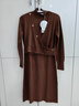 OVV秋冬熱賣(mài)女裝舒適絲羊毛混紡假兩件針織連衣裙 焦栗色 S 曬單實(shí)拍圖