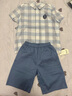 戴維貝拉（DAVE＆BELLA）兒童五分褲套裝學(xué)院風(fēng)男童上衣褲子兩件套小童新款夏天衣服 藍色格【現貨】 140 cm（建議身高130-140cm） 曬單實(shí)拍圖