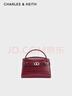 CHARLES&KEITH鱷魚(yú)紋凱莉包手提斜挎婚包包女包生日禮物CK2-50270880-1 Burgundy葡萄酒紅色 S 曬單實(shí)拍圖
