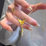 QMXD超閃金色蝴蝶項鏈女款2025新款高級感輕奢小眾精致鎖骨鏈生日禮物 超閃金色蝴蝶流蘇項鏈 曬單實(shí)拍圖