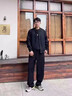 貓人褲子男秋季美式高街cleanfit廓形垂感西褲休閑寬松款直筒微喇長(cháng)褲 K69黑色 XL （建議135-150斤） 曬單實(shí)拍圖