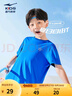 鴻星爾克兒童裝男童速干短袖t恤夏季短T男生夏裝運動(dòng)半袖T恤 普魯士藍 140 曬單實(shí)拍圖