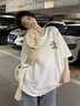 森馬（Semir）黑色純棉短袖t恤女2025夏季新款韓版半袖寬松顯瘦印花上衣ins 白色【呆萌小熊】 L 【建議125-140斤】 曬單實(shí)拍圖