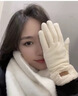 嫵（WOO）手套女手套冬季新款女加絨加厚保暖防寒手套可觸屏玩手機精美禮盒 奶白 均碼 曬單實(shí)拍圖