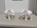 陶瓷吸水象吸財大象擺件一對風(fēng)水招財瓷器小象客廳玄關(guān)桌面工藝品 款式一 無(wú)底座 白瓷描金 1對（2件） 曬單實(shí)拍圖