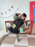 G.DUCKKIDS小黃鴨兒童睡衣冬款珊瑚絨套裝三層夾棉女童加絨加厚保暖寶寶家居 灰色 110 cm 曬單實(shí)拍圖