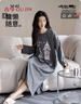 古今（GUJIN）新品睡裙女春秋純棉長(cháng)袖睡衣長(cháng)款連衣裙可外穿全棉休閑小狗家居服 曬單實(shí)拍圖