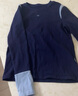 初語(yǔ)小眾設計感撞色拼接長(cháng)袖t恤女2024年秋季新款圓領(lǐng)打底上衣 寶藍色 M 曬單實(shí)拍圖
