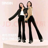 SIINSIIN【楊冪同款】微喇褲女秋冬新款加絨瑜伽褲子外穿防曬鯊魚(yú)喇叭褲 【中暖6.0pro】常規-顯瘦黑 （凈身高161-167cm） M 【100-120斤】 曬單實(shí)拍圖