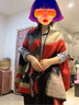 恒源祥毛毯式大披肩女2025加厚披肩兩用秋冬季百搭加厚斗篷外搭洋氣披肩 墨星-卡其紅系列 曬單實(shí)拍圖