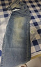 Homlean美式水洗牛仔褲男春夏高街痞帥寬松直筒闊腿長褲子HS05復古藍L 曬單實拍圖
