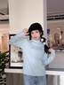 莫代爾立領(lǐng)高級感針織打底衫內搭半高領(lǐng)毛衣女秋冬新款軟糯上衣 藍色 曬單實(shí)拍圖
