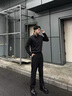 JEEP SPIRIT雅痞風(fēng)黑色襯衫男修身長(cháng)袖意式那不勒斯西裝內搭高級感襯衣打底衫 黑色 XL 曬單實(shí)拍圖