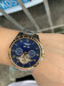 LONGAIES瑞士認證正品手表男士全自動(dòng)機械表多功能夜光防水鏤空陀飛輪男表 升級版間金藍面-鋼帶款+送原裝皮帶 曬單實(shí)拍圖