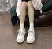 卓詩(shī)尼厚底小白鞋女2025年秋季新款運動(dòng)學(xué)院休閑鞋女鞋時(shí)尚百搭增高板鞋 米杏 37 曬單實(shí)拍圖