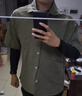 名創(chuàng  )優(yōu)品（MINISO）男士襯衫夏季冰絲涼感簡(jiǎn)約短袖t恤青少年痞帥抗皺襯衣 棕櫚綠 L 曬單實(shí)拍圖