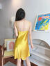 UOSO輕奢女士真絲睡衣女性感純欲吊帶睡裙桑蠶絲絲綢公主風(fēng)薄款家居服 DD19306黃色 M 160 曬單實(shí)拍圖
