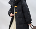 雪中飛羽絨服女長(cháng)款新款顯瘦高充絨長(cháng)款過(guò)膝連帽中長(cháng)款加厚保暖外套 黑色 M (160) 曬單實(shí)拍圖