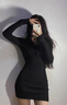 妙奕嘉黑色性感純欲連衣裙緊身連體包臀裙小媽風(fēng)裙子御姐禮服高級感短裙 辣妹修身包臀打底連衣裙【黑色】 S 【建議90斤以?xún)取?曬單實(shí)拍圖
