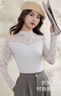 莫代爾半高領(lǐng)蕾絲打底衫女薄款2025新款洋氣內搭網(wǎng)紗白色長(cháng)袖上衣 曬單實(shí)拍圖