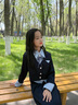 OEHE女童學(xué)院風(fēng)假兩件套裝春季新款中大童女孩西裝上衣半裙兒童兩件套 藏青色 150 曬單實(shí)拍圖