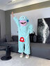 丑魚(yú)睡衣加厚連帽大碼搞怪連體睡衣女男秋冬季加厚保暖情侶家居服 丑魚(yú)連體衣+帶鞋子 XL 170-182cm（高品質(zhì)） 曬單實(shí)拍圖