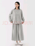 無(wú)印良品（MUJI）女式 棉紗 抽褶裙 長(cháng)半身裙女款裙子25年秋季女裝 BE1XTA5A 淺灰色條紋 S (155/62A) 曬單實(shí)拍圖