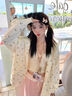 大魚(yú)界線(xiàn)（dayujiexian）奶fufu學(xué)生連帽碎花衛衣外套女2025秋開(kāi)衫拉鏈寬松休閑學(xué)院風(fēng)薄款 杏色 M 建議95-110斤 曬單實(shí)拍圖