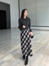 香影復古格紋黑白半身裙女2025冬季新款含羊毛通勤高腰后開(kāi)叉裙子 黑白 S 155/60A/85-95斤 曬單實(shí)拍圖
