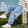 ASK JUNIOR男童褲子2025夏兒童褲腳貼標休閑純色軟牛仔褲防蚊褲 牛仔藍 140 曬單實(shí)拍圖