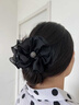 案妝黑色優(yōu)雅法式清新碎花花朵抓夾女低丸子夾發(fā)夾后腦 珍珠花朵黑色抓夾 曬單實(shí)拍圖