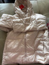 鴨鴨（YAYA）羽絨服女時(shí)尚休閑短款厚款秋冬小個(gè)子寬松休閑連帽保暖外套KL 香草米色 M /160 曬單實(shí)拍圖