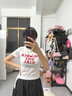 LZJV美式字母正肩T恤2025夏季新款美式辣妹緊身短款上衣打底衫女顯瘦 白色 M 曬單實(shí)拍圖
