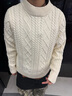 100%純棉半高領(lǐng)毛衣女粗針秋冬復古麻花全棉線(xiàn)加厚內搭針織打底衫 米杏色 常規 XL 建議135-150斤 曬單實(shí)拍圖